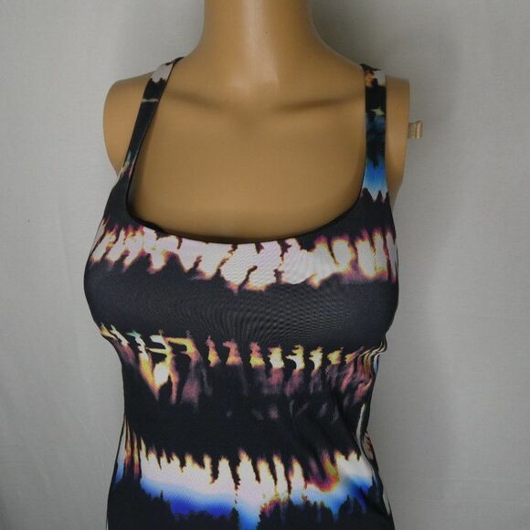 Lucy Tie Dye Striped Tank Top Strappy Criss Cross - Picture 3 of 10